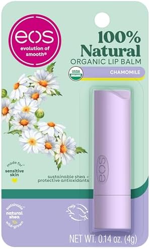 eos 100% Natural & Organic Lip Balm Stick- Chamomile, All-Day Moisture, Cruelty-Free, 0.14 oz