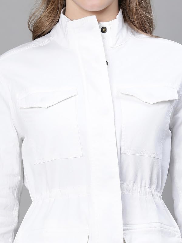 Image of oxolloxo Women Collared Snap Buttoned Long Sleeve Cotton Jacket