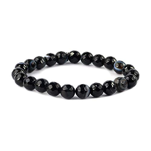 Image of Reiki Crystal Products Certified Natural Crystal Stone 8 mm Diamond Cut /Faceted Beads Bracelet for Men & Women | Reiki Charged Gemstone Bracelet | Multiple Crystal Variants Available