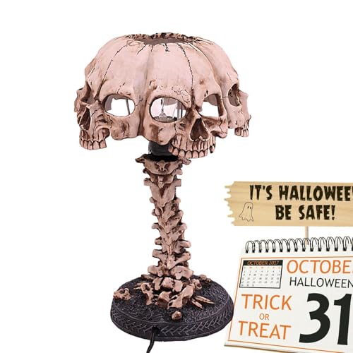 Generico Lampe crâne Hallnight crâne - Lampe gothique 4 Veilleuse crâne tête - Lampe de crâne spectral Light gothic Lamp, Halloween Lights Industrial...