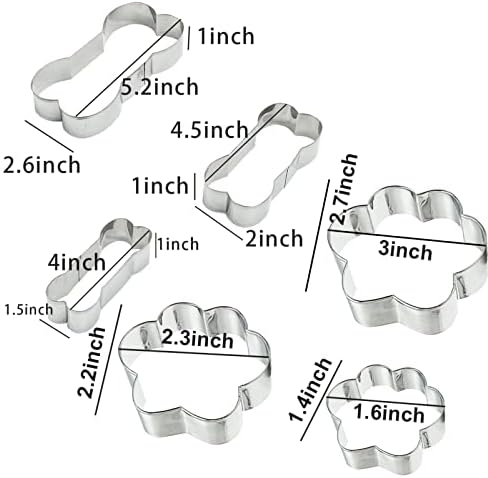 6 Piece Dog Cookie Cutter Set, Cartoon Dog Bone, Paw Print Animal Cookie Cutters Dog Shaped Mould for DIY Baking Biscuit Pastry Cutter