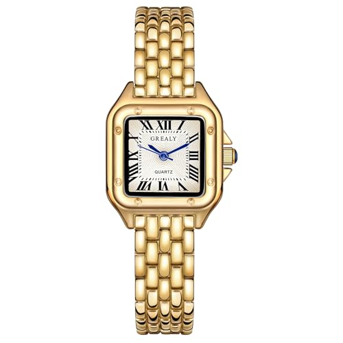 AOOSU Montre pour Femme, Montres Carrées de 25 mm, Montres pour Femmes à Quartz Analogique avec Bracelet en Acier Inoxydable, Mouvement à Quartz Montre-Bracelet...