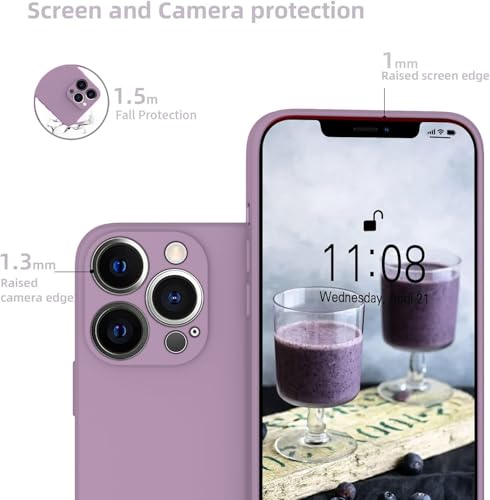 Image of DIZORO Microfiber Square Candy Case Compatible for iPhone 14 PRO, Shockproof Slim Back Cover Liquid Silicone Case (Lilac)