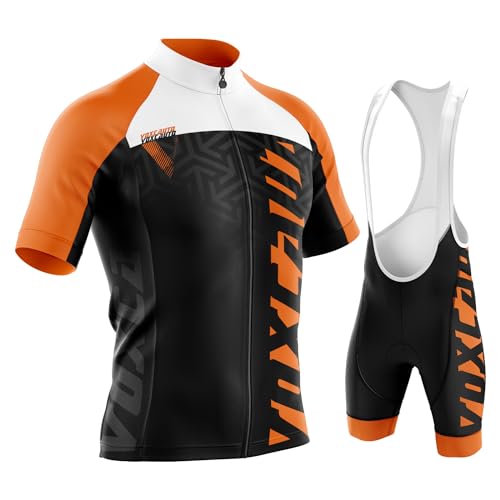 【Materiale Traspirante Ciclismo uomo】:VOXCAUTQ abbigliamento ciclismo uomo composta per l'80% da poliestere e il 20% da elastane, Buona traspirabilità, traspirazione rapida, asciugatura rapida asciutto e in grado di massimizzare la ventilazione e il massimo comfort, aderente e asciutta quando sei in bicicletta da corsa.