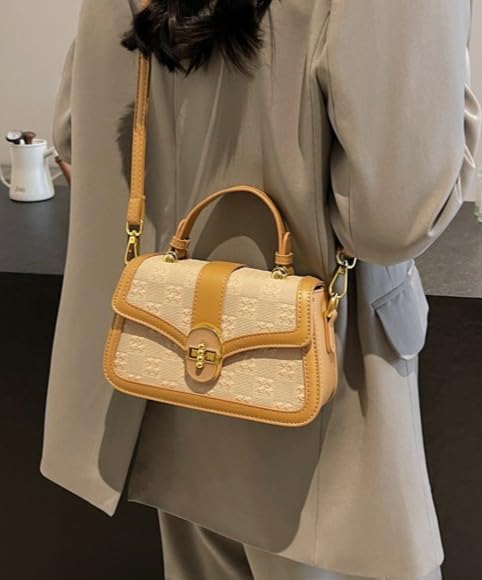 URAWOW Flap Shoulder Bag Vegan Leather Top Handle Satchel Handbag Smalll Crossbody Clutch Purse2