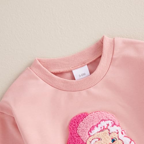 Newborn Baby Christmas Outfit Girl Santa Embroidered Sweatshirt Oversize Bubble Romper Cute Xmas Fall Clothes3
