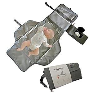 Portable Diaper Changing Pad for Baby, Detachable Travel Changing Pad with Baby Wipes Pocket, Gifts for Baby Shower, Newborn Girls and Boys, Foldable Changing Pad