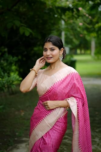 Image of SATIKA VASTRAM Tussar Silk Saree Solid Design Pure Soft Thread Weaving Contrast Border And Rich Pallu With Blouse Piece