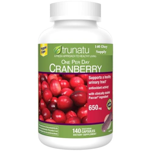 Pacran Cranberry 650 mg 140 Vegetarian Capsules + Bundle with Weekly Pill Organizer (2 Items)