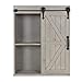 Kate and Laurel Cates Decorative Wood Wall Storage Cabinet with Sliding Barn Door, Rustic Gray