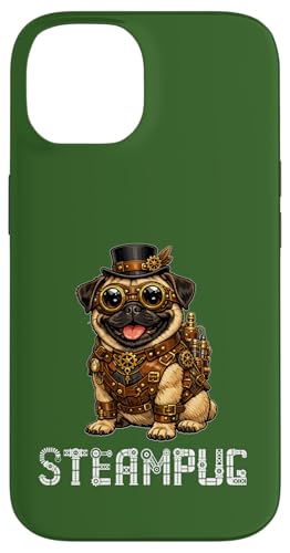 Steampunk Pug Dog Steampug �L���[�g�ȃX�`�[���p���N�E�p�O�� ���g�����B���e�[�W�E�X�`�[���p�O �X�}�z�P�[�X iPhone 14 �p