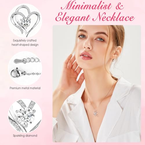 Miniatura 5 de Jabnow Rosa Eterna Con Collar Regalo De San Valentín, Flores Preservadas Para Día De La Madre, Regalo De Cumpleaños Mujer, Aniversario, Navidad En Caja Corazón Para Mamá Novia Abuela Y Hermana