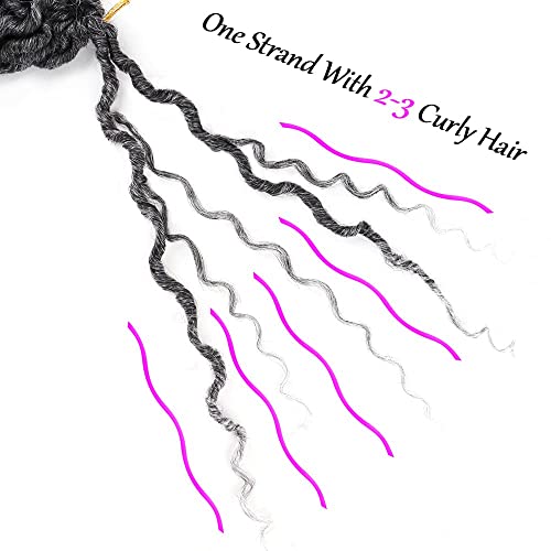 6 Packs New Goddess Curly Locs Crochet Hair 14 Inch Curly Crochet Hair Faux Locs Crochet Hair Boho Hippie Locs River Locs Synthetic Hair Extensions For Braids For Black Women(14Inch?T1B/Gray) #TOP6