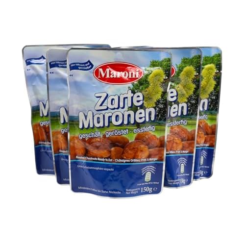 6er Pack 150g Zarte Maronen - geschälte, geröstete Esskastanien