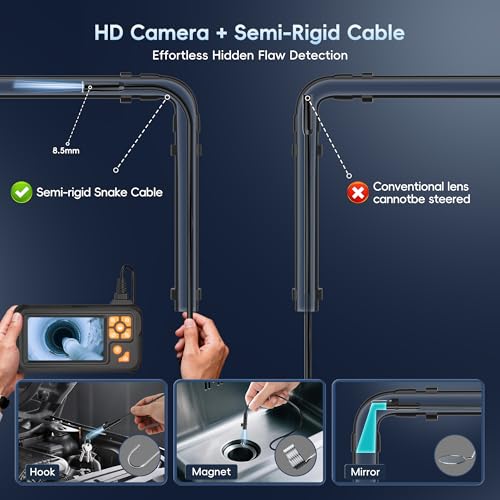 Image of 32.8FT Endoscope Camera with Light, 1080P HD Borescope Inspection Camera with 8 LED Lights, IP67 Waterproof Sewer Tools Snake Camera with 4.3 inch IPS Screen, 32.8Feet Semi-Rigid Cable for Auto & Plumbing
