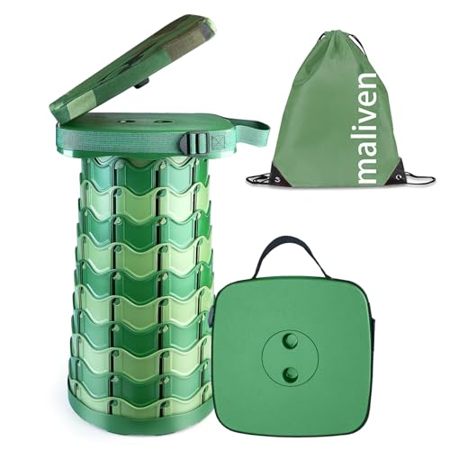 Image of Collapsible Stool Chair with Padded Cushion Seat, Easy Carry Portable Folding Stool for Adults, Quick-Fold Heavy-Duty Stool with Carry Bag for Camping, Fishing, Beach