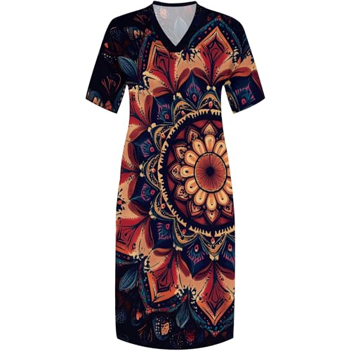 Image of SUZONANA Plus Size Dresses for Curvy Women African Print American Dress Summer Outfits Casual Loose with Pocket