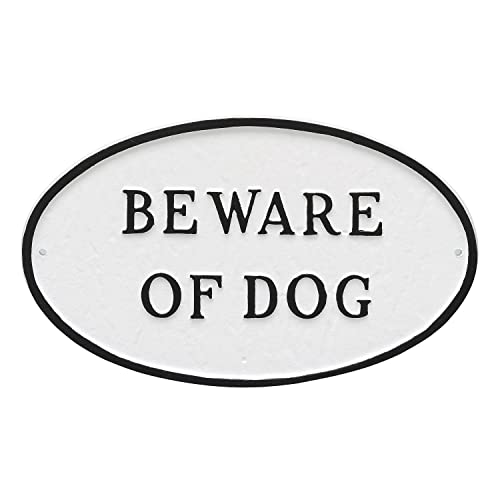 Montague Metal Products - Oval Beware Of Dog Sign Plaque Wall Or Lawn - Powder Coated Aluminum - Uv Resistant - Easy To Install #TOP7