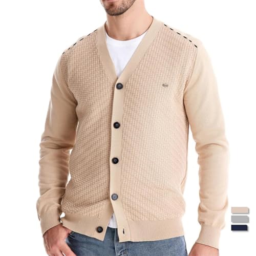 Men Cotton V-Neck Cardigan Sweater Button-Up Casual Social Knitwear Everyday Outfit2