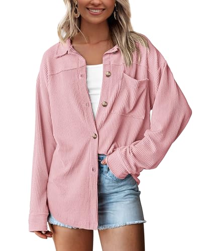 Image of PRETTYGARDEN Women's Textured Oversized Button Down Shirts