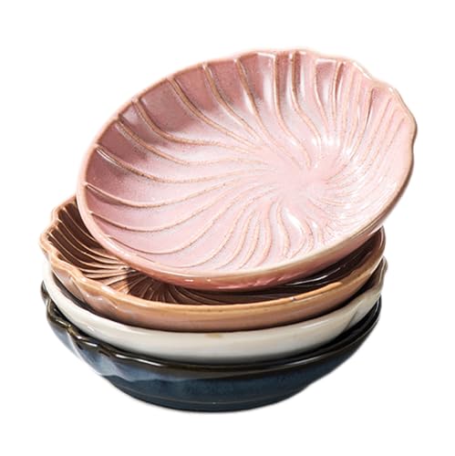 Sizikato Shell Texture Ceramic Sauce Dish, 4.2 Inches