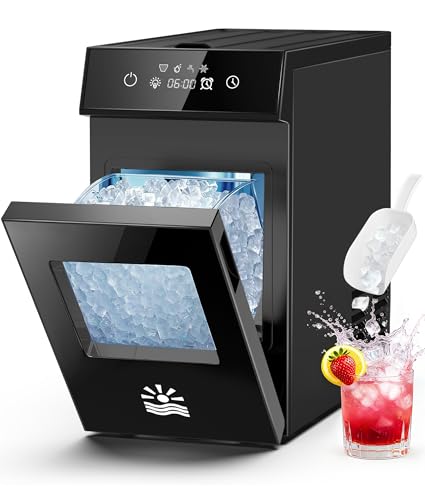 Nugget Ice Maker, 4-Minute Fast Ice Making, Ice Makers Countertop with Smart Timer, Self-Cleaning,26.5Lbs Daily Production of Pebble Ice Machine &amp; Crushed Ice Maker, Ideal for Home/Kitchen Use