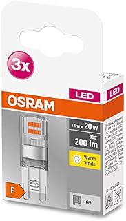 OSRAM BASE LED PIN with G9 socket, 1.90 W, replacement for 20W light bulb, clear, warm white (2700K), pack of 3