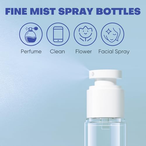 Spray Bottle - Fine Mist Refillable Travel Bottles for Hair & Skincare – Mini Airless Pump 1.7oz Leakproof Spray Bottles (4 Pack)4