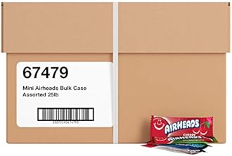 Airheads Mini Candy Bars, Taffy Variety Pack, Individually Wrapped Bulk Candy, Six Assorted Fruit Flavors Artificially Flavored, 25 Pound Box
