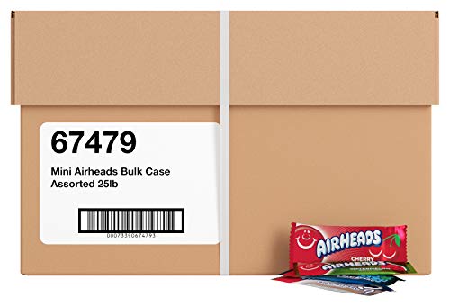 Airheads Mini Candy Bars, Taffy Variety Pack, Individually Wrapped Bulk Candy, Six Assorted Fruit Flavors Artificially Flavored, 25 Pound Box