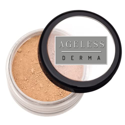 Ageless Derma Mineral Face Powder Foundation Makeup. Natural Full Coverage Loose Foundation With Vitamin And Green Tea. Made In Usa #TOP5