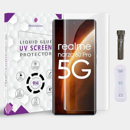 Image of Advanced HD+ UV Tempered Glass Screen Protector For Realme Narzo 60 Pro (6.7 Inch, Pack of 1) Full Adhesive UV Curved Screen Guard, Case Friendly with installation kit