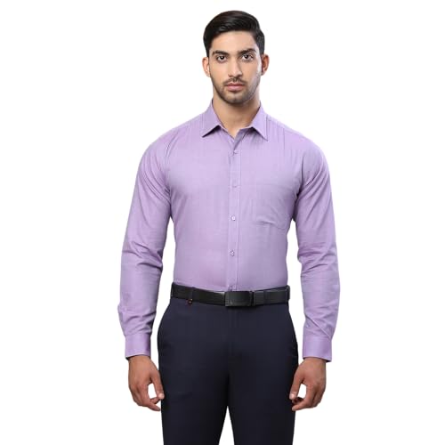 Image of Raymond Men Pure Cotton Slim Fit Solid Pattern Semi Cut Away Collar Formal Shirt