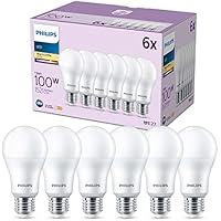 Philips - Bombilla LED A60 13W (Eq. 100W) 1521 lúmenes, casquillo E27, Luz Blanca Cálida (2700k) - Pack 6 Bombillas