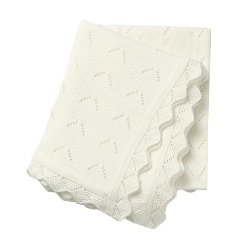 Loyfoky Couverture pour bébé 100 % coton respirant pour berceau et landau - Blanc - Pour...