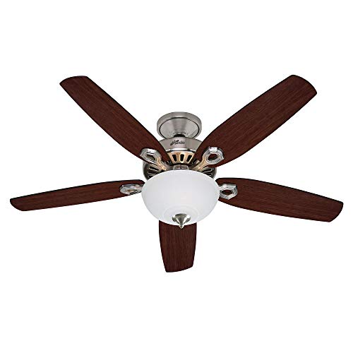 Hunter 132 cm | 52 pouces Builder Delux Ventilateur de Plafond Nickel Brossé avec Système d'Éclairage et Chaînette, 50571
