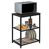 LANGLEBIG & STABIL: Umweltfreundliche E1-Holzspanplatte mit Holzmaserung, wasser- und abriebfest; dicker Metallrahmen macht den Rollwagen robust genug, um das Gewicht der Bücher, Zeitschriften und des Laptops zu tragen.