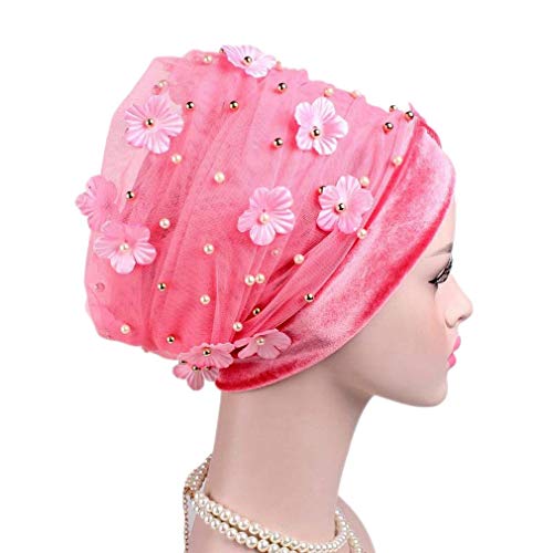 Bonnet velours perle haut de gamme avec tulle fleuri