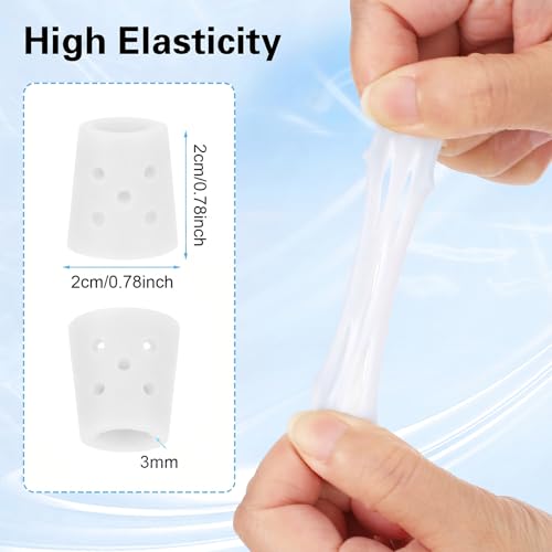 Image of Gjinxi Silicone Toe Sleeves, 24 Pcs Soft Gel Protector Toe Cushions Cuttable Pinky Toes Sleeves Protectors Corn Protectors Pain Relief Toes Tube Pads for Hammer (White, Breathable)