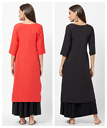 Image of LookMark Womens Printed Crepe A-Line Kurti (Pack of 2 Kurti)