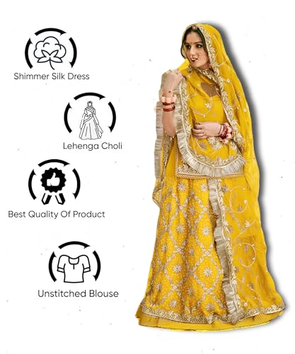 Image of Heavy Embroidery Work Semi Stitched Shimmer Silk Designer Rajputi Poshak For Women Rajasthani Lehenga Choli