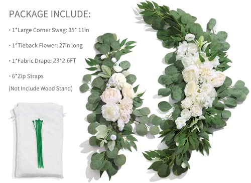 Misspin Artificial Wedding Arch Flowers Kit(Pack Of 3), Wedding Arch Draping Fabric Wedding Flowers Garlands Floral Arrangement Swag For Ceremony And Reception Backdrop Decoration(Cream White) #TOP5