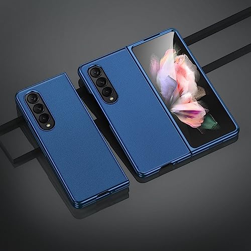 Coque Samsung Galaxy Z Fold 4 en cuir bleu rigide antichoc