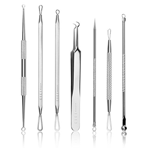 CICI Best Blackhead Remover Tweezers Kit - 7PCS Professional Blackhead Pimple Extractor Tool Treatment System for Risk kit With Comedones Extractor Tool Treatment for Blemish Zit Acne ,Zit Popper