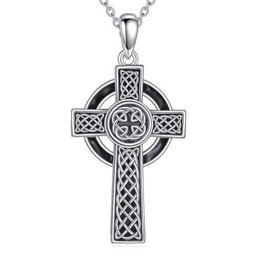 Celtic Cross Necklace Sterling Silver Celtic Cross Pendant Cross Jewelry Gifts for Women Men