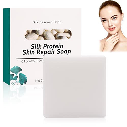 Savon réparateur de peau aux protéines de soie,Savon au Lait au collagène, Savon à l'essence de protéine de soie, Soin nettoyant et hydratant Savon De Soie Au Lait De Chèvre Fait à La Main Cover