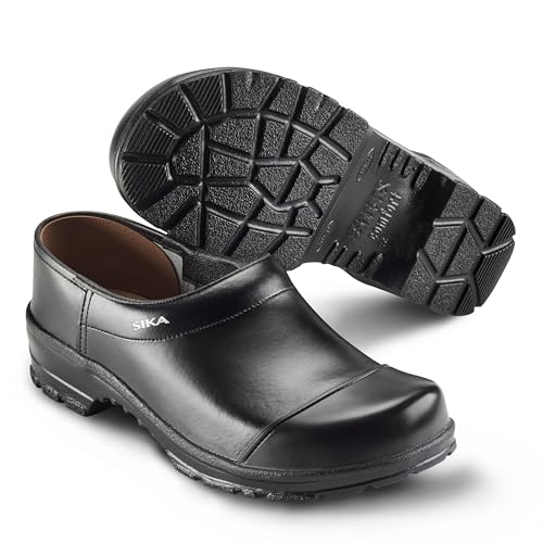 SIKA Unisex-Komfortclog mit ProNose,breitem Holzfußbett,rutschfesten medizinischen Clogs,Permair-Leder,stoßdämpfendenSicherheits-Arbeitsclogs für die Lebensmittel,Reinigungs-&Dienstleistungsbranche-46