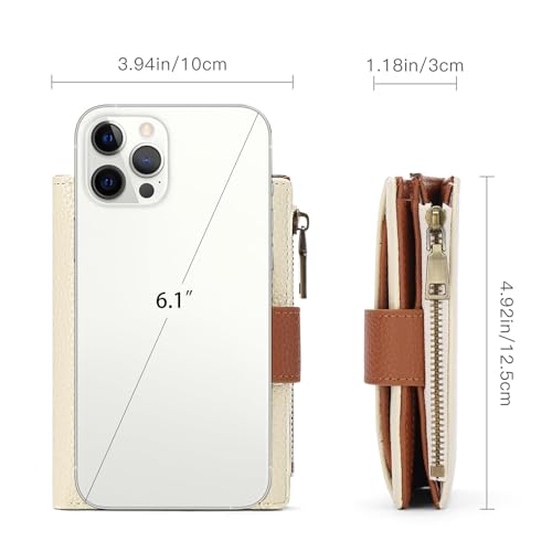 Image of GAEKEAO Small Wallets Woman RFID Blocking Leather Bifold Card Holder Wallets with Zipper Pocket Removable ID Window
