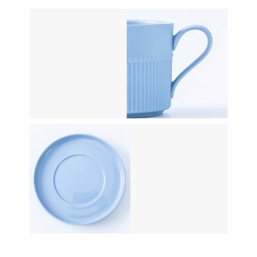 Kaffeetasse, einfache Keramik, kreative Latte-Kunst-Tasse, französisches Set, Zuhause, Büro, Nachmittagstee, hängende Ohr-Kaffeetasse, Untertasse (D)