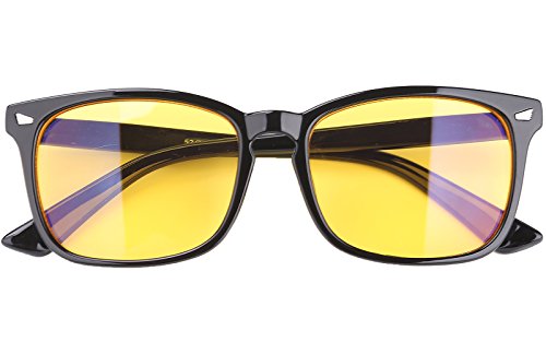 BEISON Computer Glasses Anti Blue Light Anti-glare Anti-fatigue Computer/TV Electromagnetic Radiation Protection (Black, 53mm)